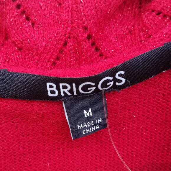 Briggs New York Red Sparkly Metallic Women's Medium Sweater - Picture 3 of 8